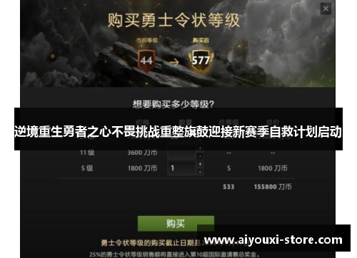 逆境重生勇者之心不畏挑战重整旗鼓迎接新赛季自救计划启动